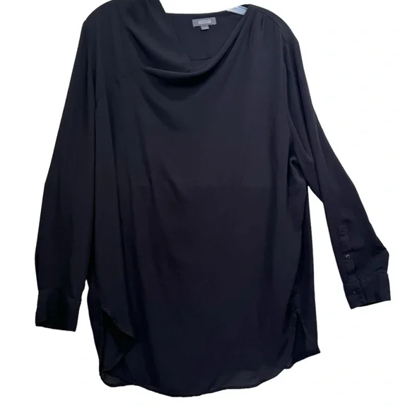 Kenneth Cole Lightweight Cowl Neck Flowy Oversized Tunic Blouse Side Slits Boho - Picture 13 of 16